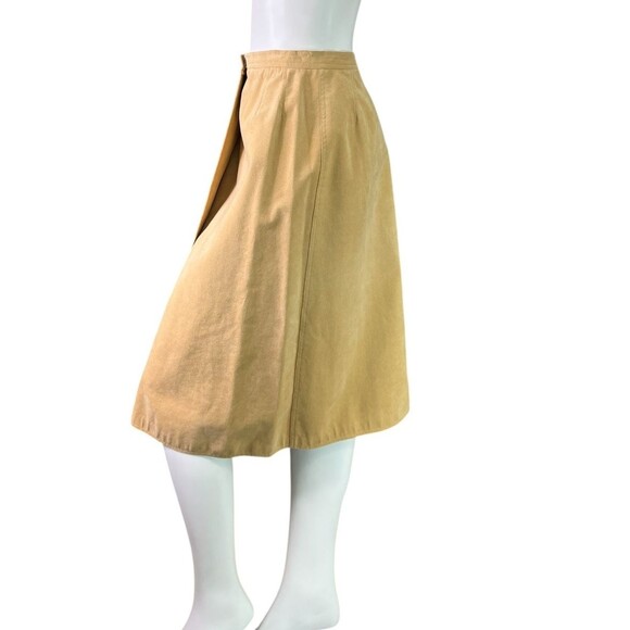 Halston Vintage 70's Beige Tan Ultrasuede Wrap Skirt A-Line High Waist Size S - Picture 6 of 10